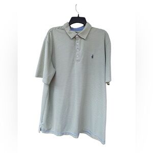 johnnie-O Men’s size XL Blue & Yellow Striped Golf Polo Shirt SS Logo